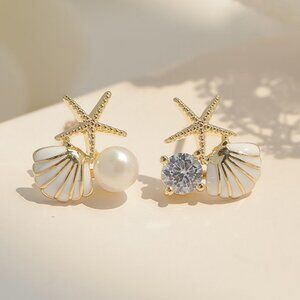 Starfish Shell Shaped Stud Earrings